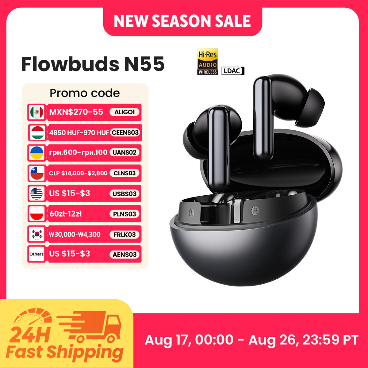 Earbuds Anc Wireless - HAYLOU Flowbuds N55 무선 이어버드 54dB