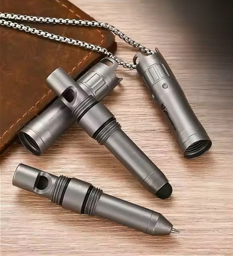 Smart Pen Digital - 티타늄 합금 EDC 펜, 비상용 호루라기,